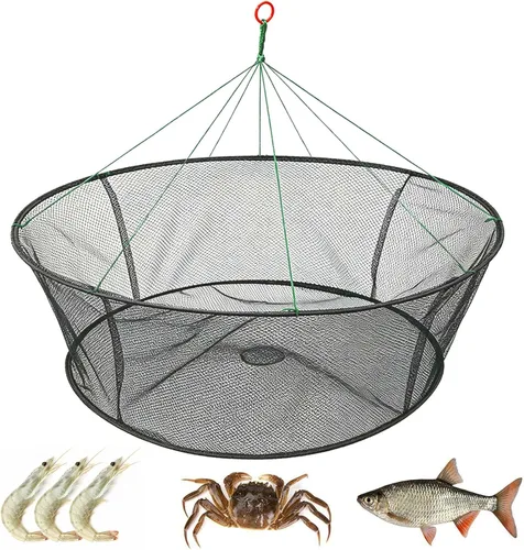 Red de Pesca Plegable Portátil, Red para Cangrejos con Cuerda de Pesca, Jaula de Lanzamiento Manual para Cangrejos, Red de Malla Plegable para Pesca
