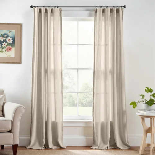 Miniatura 87 de JINCHAN Cortinas de lino de 108 pulgadas de largo, juego de 2 paneles, cortinas de ventana para sala de estar y dormitorio, cortinas