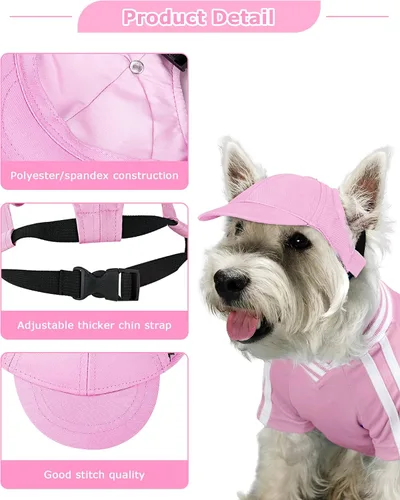 Miniatura 3 de Sombrero para perros pequeños y medianos, sombreros para perros hembras y machos, sombrero ajustable para perro, sombrero de sol para cachorros, Rosa