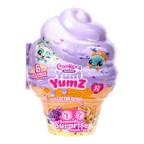 Cookeez Makery Yum Yumz - Funda para coleccionista, una funda gigante para helados que puede almacenar 36 Yum Yumz. Incluye 6 peluches exclusivos