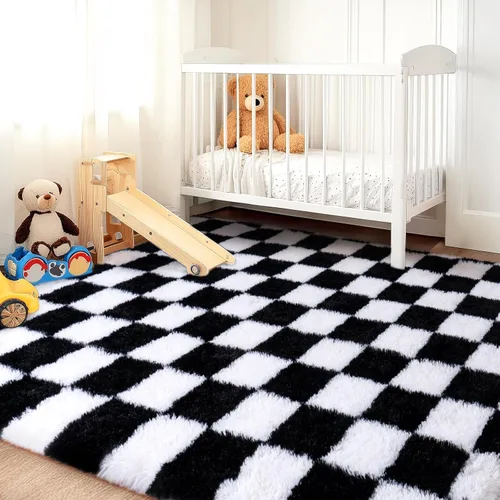 Miniatura 193 de Alfombras de área de 8x10 para sala de estar, alfombra shaggy grande ultra suave y esponjosa para dormitorio, alfombras de felpa mullida Blanco crema