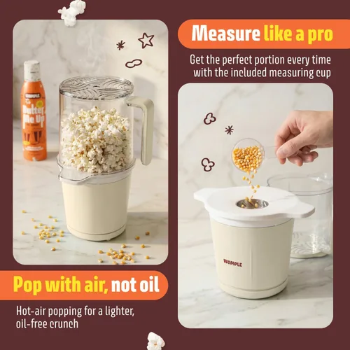 Miniatura 4 de Máquina de palomitas de maíz Air Popcorn Maker de 10 tazas con taza medidora, palomitas de maíz compactas sin aceite y sin aceite, noches de cine