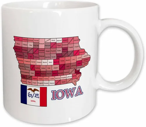 Miniatura 11 de 3dRose Flag And Map Of Iowa Showing All The Counties In Multicolor 11oz Two-Tone Black Mug