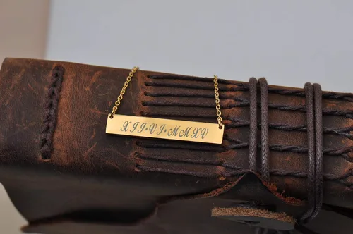 Miniatura 3 de Aoloshow Collar de barra personalizado con nombres de niños, collar de piedra natal