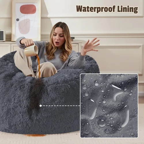 Miniatura 5 de Bean Bag Cover (No Filler) Soft Faux Fur Stuffed Animal Bean Bag Storage, Fluffy Plush Bean Bag Chair Cover Washable, Comfy Bean Bag Covers for Dark