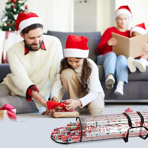 Miniatura 6 de ProPik - Bolsa organizadora de papel para regalo, almacena hasta 25 rollos de 40 pulgadas, poliéster resistente y bolsa transparente de PVC con asas