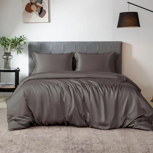 Miniatura 15 de THXSILK Juego de funda de edredón de seda de 4 piezas, sábanas de seda, juegos de cama de lujo, ultra suave, lavable a máquina, duradera, 100% seda