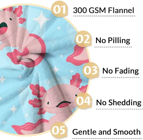 Miniatura 4 de Axolotl - Manta de regalo – 30 x 40 pulgadas, bonita manta de ajolote para mujeres y niñas, franela azul, suave, cálida y acogedora para sofá