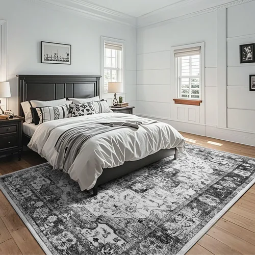 Miniatura 321 de Syalife 4x6 Alfombra Lavable para Área, Ultra Suave Antideslizante, Pila Baja, Alfombra Vintage Resistente a Manchas para Sala de Estar, Alfombra