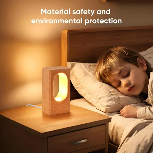 Miniatura 7 de LONRISWAY Lámpara de escritorio LED de madera, luz nocturna de noche de noche, iluminación LED regulable, lámpara de mesa creativa para decoración