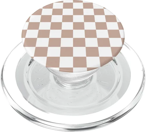 Miniatura 9 de Tablero de ajedrez marrón y blanco - Patrón a cuadros PopSockets estándar PopGrip