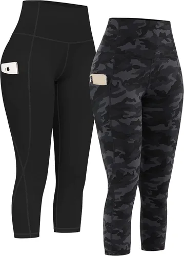 Miniatura 31 de PHISOCKAT Paquete de 2 pantalones de yoga de cintura alta con bolsillos, leggings de control de abdomen, leggings de yoga elásticos en 4 direcciones