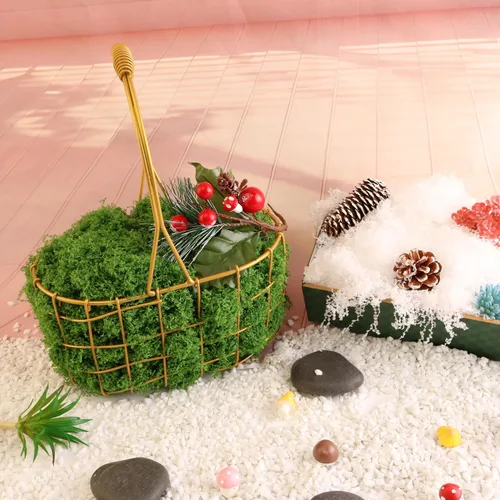 Miniatura 4 de Musgo simulado verde, hierba artificial filamentosa de color bosque, utilizado para producción de paisajes, arte mural, Pascua, decoración