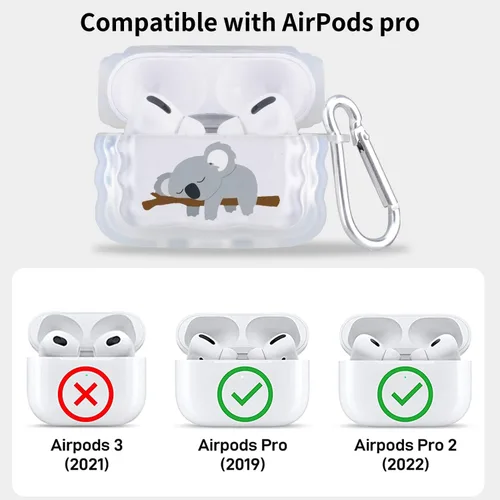 Miniatura 2 de Linda funda de koala para dormir compatible con AirPods Pro, funda protectora para Airpods Pro de dibujos animados para niñas y mujeres con llavero