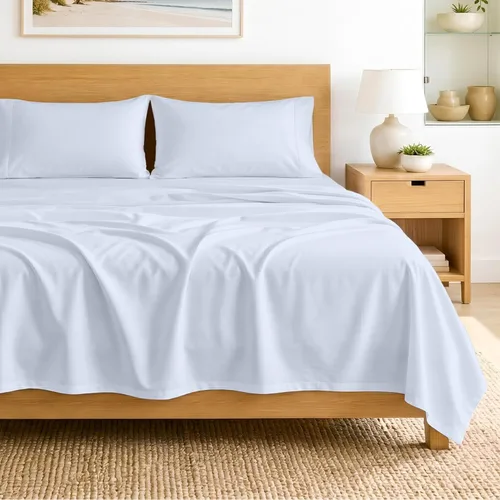 Miniatura 45 de SGI bedding Sábanas de Algodón Egipcio 100% Tamaño Full XL – Juego de Sábanas de 600 Hilos, Suaves, Frescas, Bolsillo Profundo de 16", Ropa de Cama