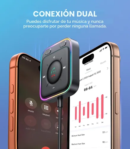 Miniatura 6 de JOYROOM Adaptador AUX Bluetooth 6.0 para automóvil, cancelación de ruido de micrófonos duales, Plug and Play, botón multifunción, adaptador de audio