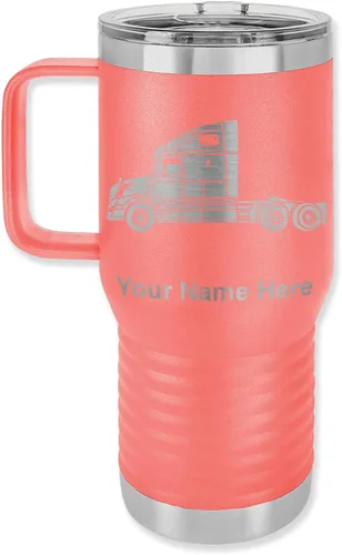 Miniatura 42 de LaserGram Taza de café aislada al vacío de 15 onzas, cabina de camión, grabado personalizado incluido (negro)