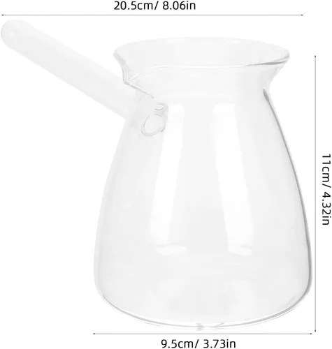 Miniatura 5 de Hemoton Cafetera turca de vidrio de borosilicato de 14.25 onzas, cafetera para estufa con asa, calentador de leche, chocolate caliente o mantequilla