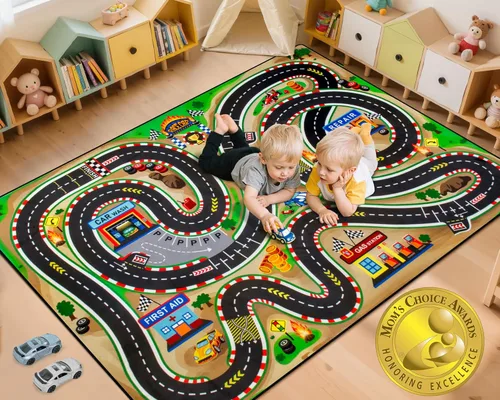 Miniatura 12 de AlfabetoAcre Alfombra para Niños, 5x7 pies Alfombras de Coches Animales para Niños, Extra Gruesa (0.4 pulgadas) - Alfombra de Carretera de Zoológico