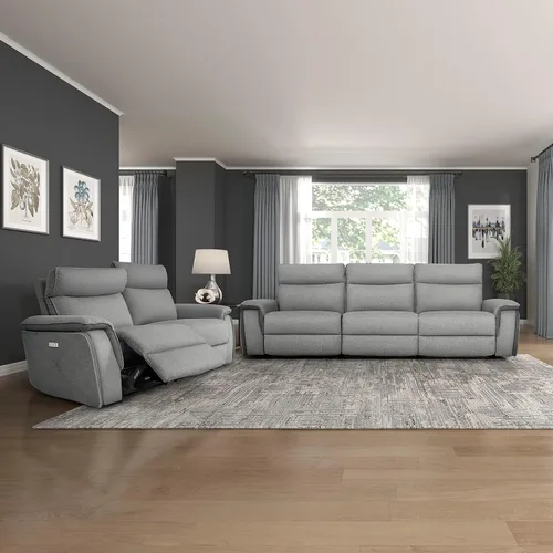 Miniatura 13 de Lexicon Raelynn Power - Sofá reclinable doble, color gris pardo gris topo