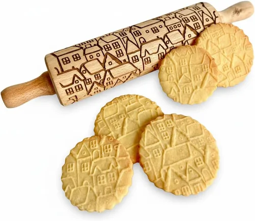 Miniatura 17 de Rodillo en relieve BEEHIVE. Rodillo de masa grabado con láser para galletas caseras y cerámica por Algis Crafts