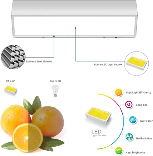 Miniatura 3 de Barra de luz LED moderna para tocador de baño (16 pulgadas, 5 CCT, regulable), accesorios de iluminación de pared de baño de acrílico moderno sobre