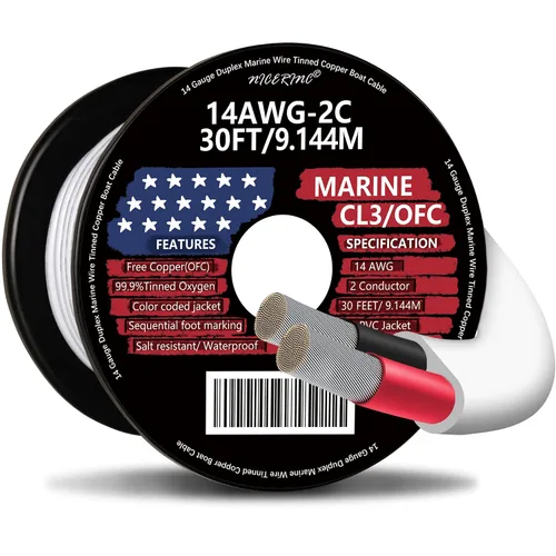 Miniatura 13 de Cable marino dúplex de calibre 12, cable de cobre estañado para barco, 20 pies, 12 AWG, estándar de EE. UU., OFC, alambre de cobre libre de oxígeno