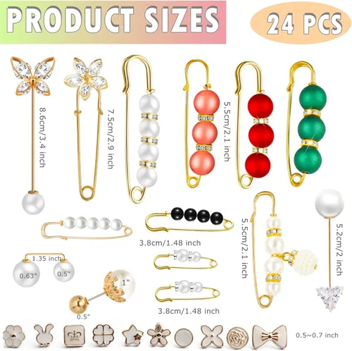 Miniatura 2 de Broche de perlas de imitación con caja, chales de suéter de seguridad con botones de cobertura, alfileres, broches, conjuntos para mujeres, niñas