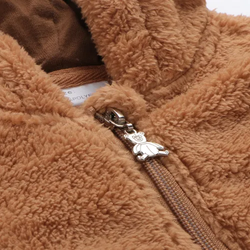 Miniatura 3 de Ropa de bebé recién nacido, chaqueta de forro polar, ropa neutra con capucha de invierno