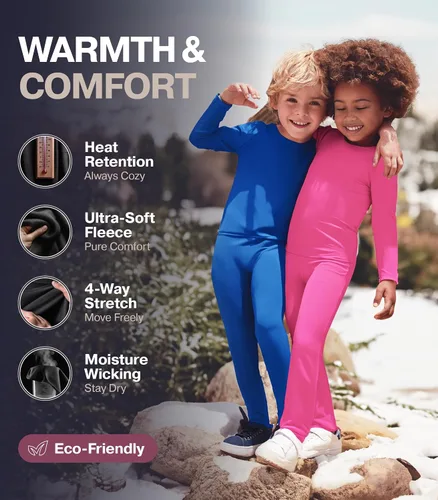 Miniatura 2 de Thermajane Ropa interior térmica para niños, pantalones largos, conjunto de ropa interior térmica para niñas, ropa interior larga para niños