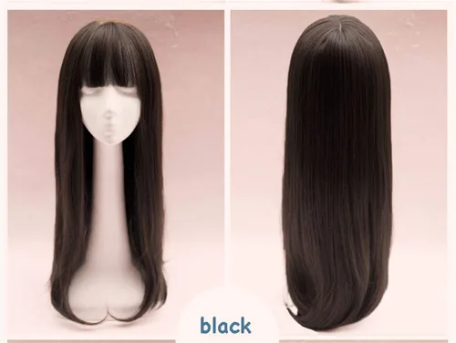 Miniatura 2 de Extensiones de pelo liso de 25.6 pulgadas con flequillo para mujeres negras, color negro, 4.59 oz