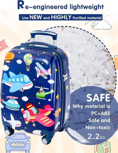 Miniatura 2 de Maleta de mano para niños con 4 ruedas, funda rígida para que los niños pequeños viajen, B-PLA, Katong
