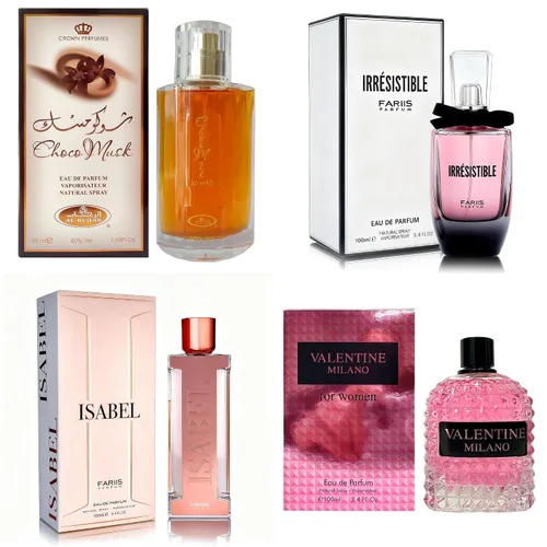Miniatura 46 de AFLUXE Set de perfume para mujer, 4 piezas, colección Eau De Parfum de larga duración, almizcle Choco/Milano Mujer/6pm Rosa/7AM Fresh