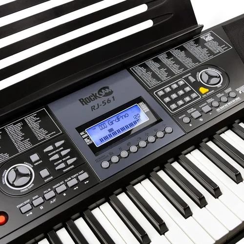 Miniatura 7 de Teclado electrónico RockJam de 61 teclas superkit con soporte, taburete, auriculares y fuente de alimentación