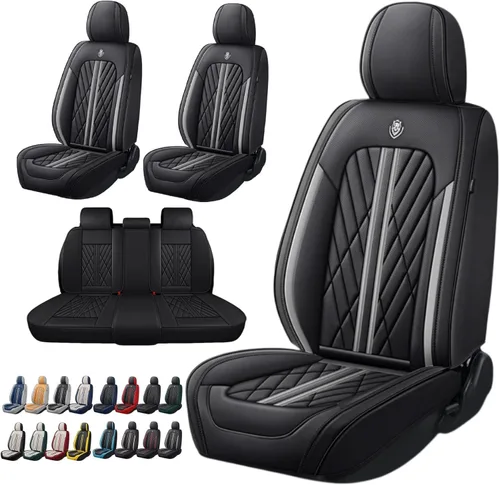 Miniatura 27 de Juego de fundas de asiento de automóvil de cuero nappa impermeables y transpirables de ajuste universal, cojín protector para vehículo automotriz