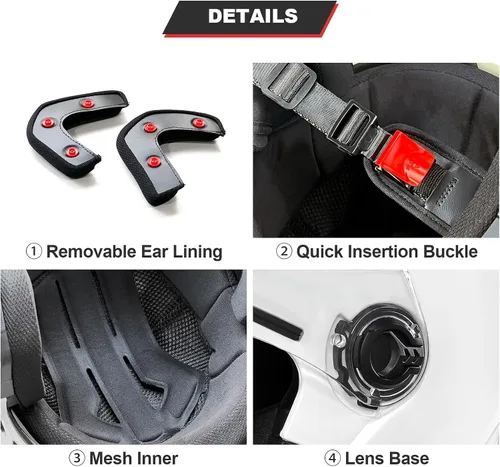 Miniatura 4 de Casco de motocicleta abierto para adultos 3/4, con doble visera, para moto, scooter, ebike, ciclomotor, para hombres y mujeres, aprobado por el DOT