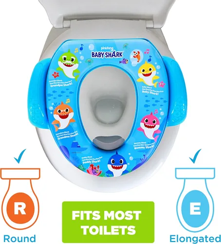 Miniatura 7 de Conjunto esencial de entrenamiento de orinal de Baby Shark de Pinkfong, 2 piezas - Cojín suave, entrenamiento de orinal para bebé, seguro, fácil