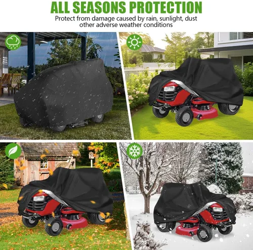 Miniatura 7 de KISEER Cubierta para Cortacésped de Exterior Impermeable Resistente Poliéster Oxford 420D Protección UV Cubierta para Tractor de Césped Se Adapta a