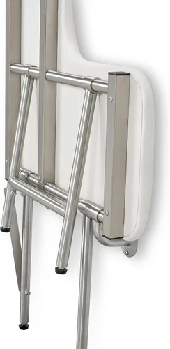 Miniatura 10 de Asiento de ducha plegable para diestros de 32 x 22.5 pulgadas, para montaje en pared, acolchado blanco, con patas, cumple con ADA
