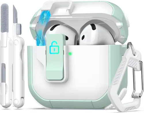 Miniatura 11 de Funda para AirPods de 4ª Generación, Diseño Transparente con Tapa Emergente Automática, Incluye Herramienta de Limpieza, Duradera y Resistente a