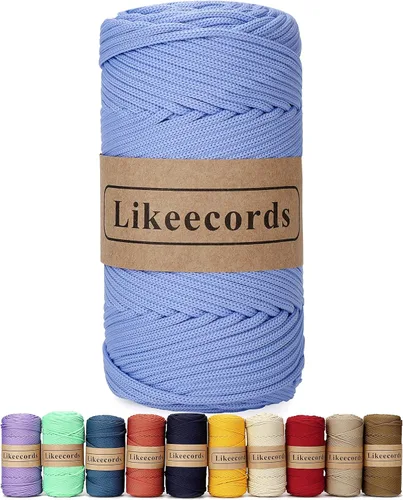 Miniatura 49 de Likeecords Cordón de macramé trenzado de poliéster de 0.157 in, 140 yardas/426 pies, hilo elástico para bolsa de ganchillo para manualidades, Verde