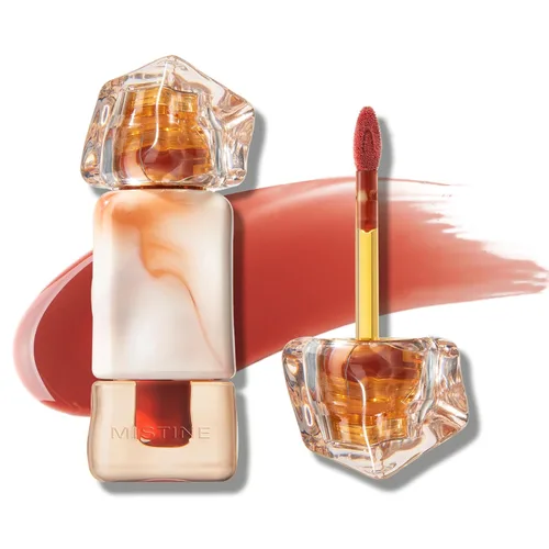 Mistine Brillo labial de maquillaje, fontanero, no pegajoso, con infusión de péptido, con 1% de péptido, acabado brillante, tinte de labios