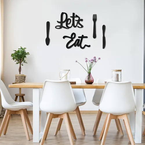 Miniatura 2 de Jetec 5 carteles de decoración de pared de cocina, tenedor, cuchara, cuchillo, decoración de cocina, letrero rústico de madera para decoración