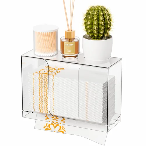 Dispensador de toallas de papel multiuso acrílico Cq y caja para baño, hogar, sobremesa o montaje en pared, soporte de toallas de papel transparente