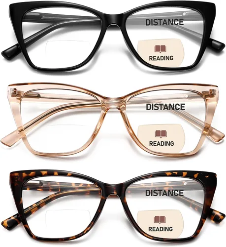 Gafas de lectura bifocales para mujer, ojo de gato, de gran tamaño, bloqueo de luz azul, para lectores de computadora, gafas de diseñador Bifocal /