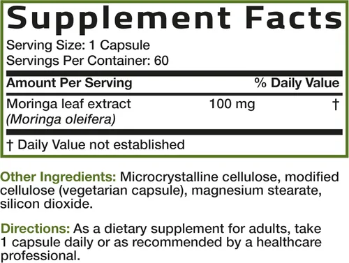 Miniatura 6 de Bronson Moringa Cápsulas extra fuertes Moringa Oleifera en polvo, 60