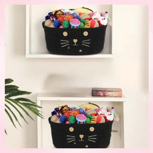 Miniatura 6 de Zopeal - Juego de 58 cestas de almacenamiento para gatos de verano, juguetes de regalo, bolas intermitentes coloridas para mascotas, bolas Negro