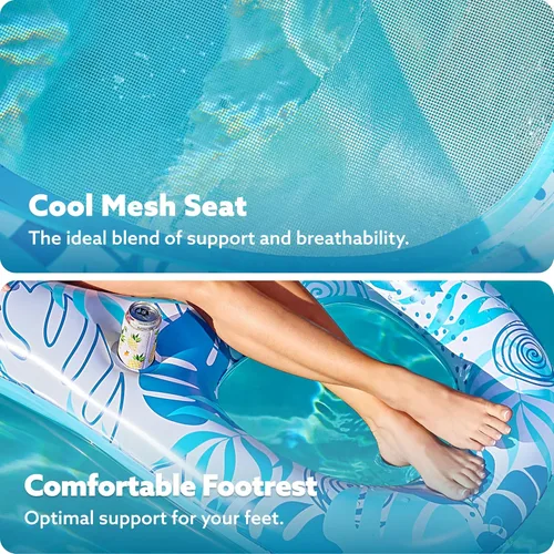 Miniatura 3 de SLOOSH Paquete de 2 flotadores inflables para piscina para adultos, flotador de piscina para sala de estar, balsa, flotadores, silla reclinable