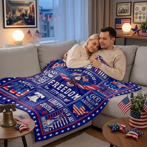 Miniatura 7 de 4th of July Throw Blanket for Couch Sofa Bed, Cozy Flannel Independence Day Patriotic Blankets and Throws 250 Anniversary USA Merchandise Gifts