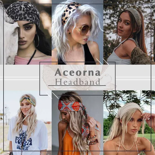 Miniatura 4 de Diademas bohemias de mariposa – Diademas elásticas con estampado floral anudado, turbante elástico para mujeres y niñas, paquete de 4 (mariposa C)